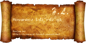Hovanecz Lóránt névjegykártya